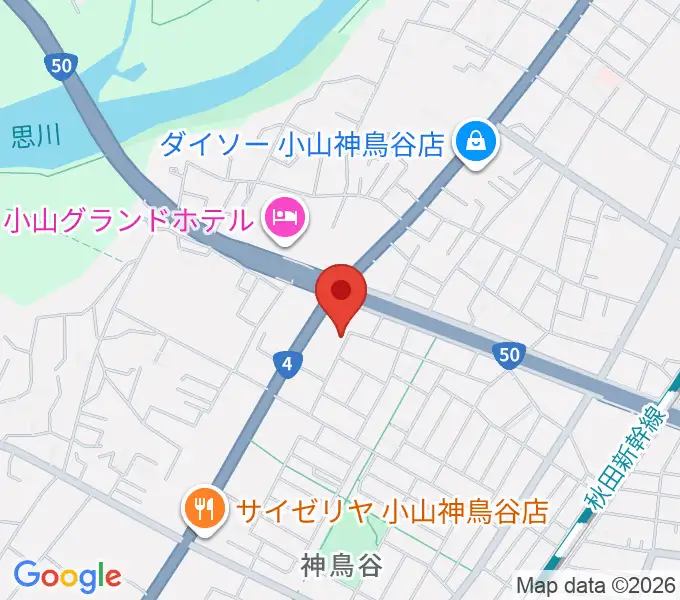 ヤマハミュージック 小山店の地図