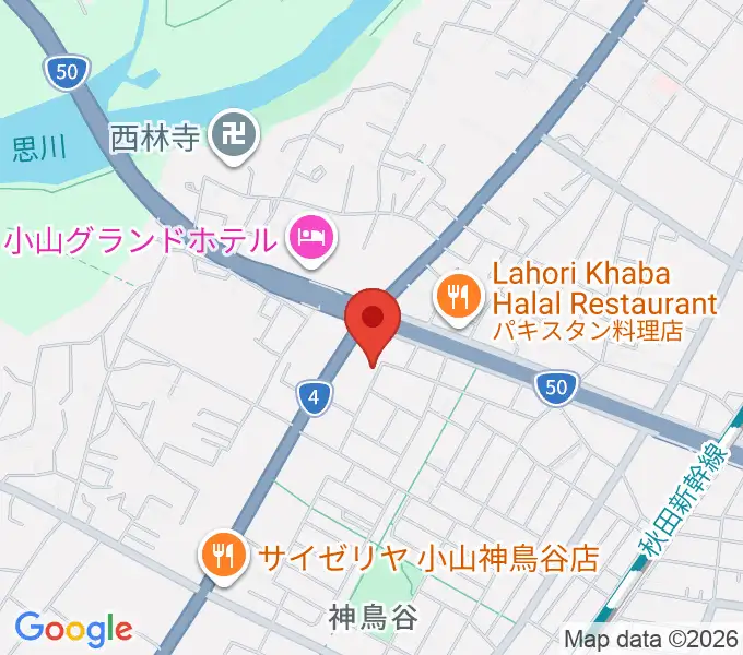 ヤマハミュージック 小山店の地図