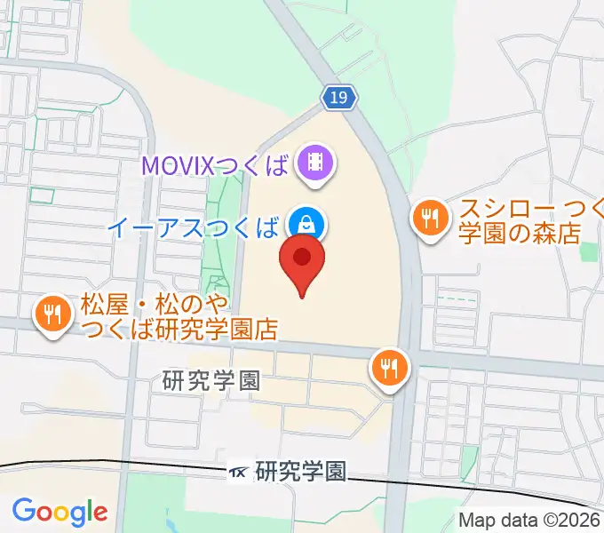 ヤマハミュージックスクエアつくばの地図