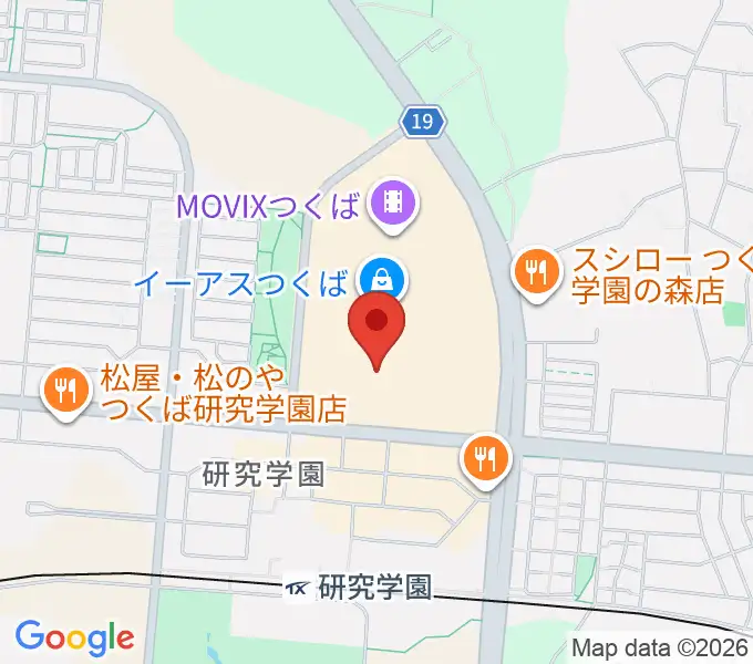 ヤマハミュージックスクエアつくばの地図