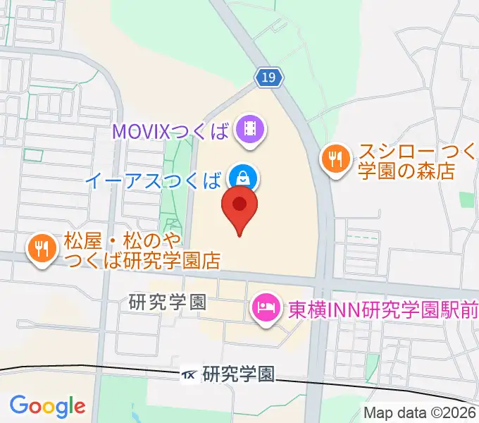 ヤマハミュージックスクエアつくばの地図