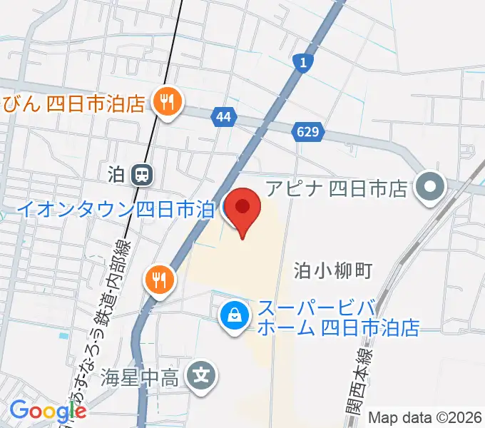 島村楽器イオンタウン四日市泊店の地図