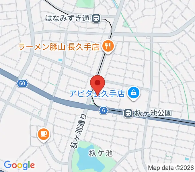 安立ピアノ＆ハープ研究所の地図