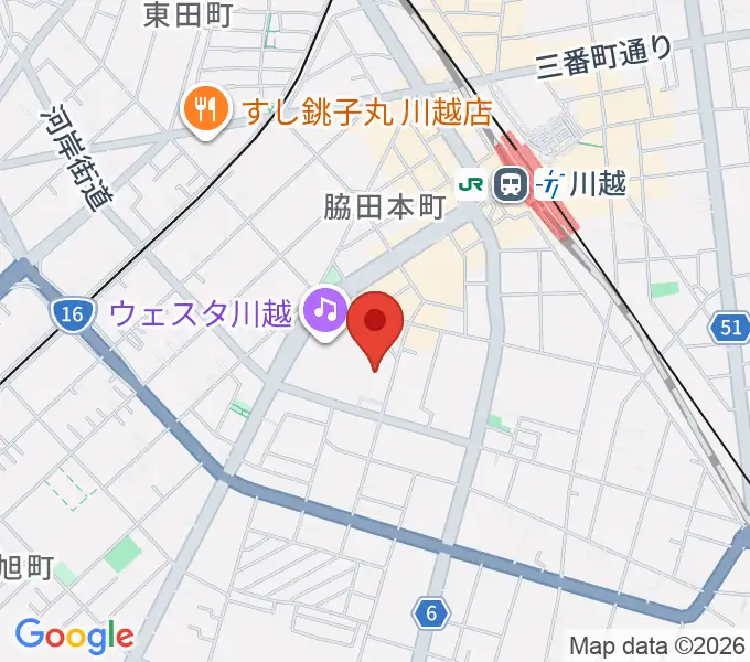 栗原楽器 ウニクス川越センターの地図