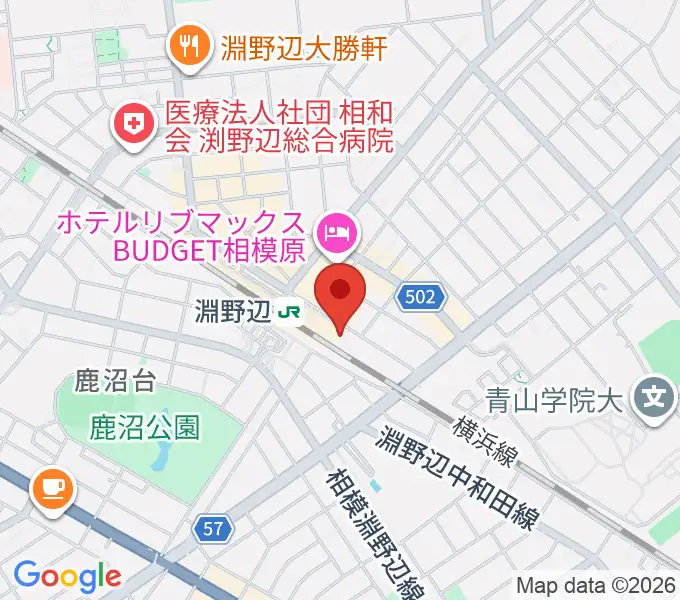 桜美林大学プルヌスホールの地図