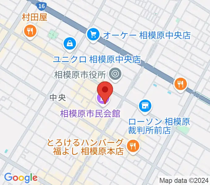 相模原市民会館の地図