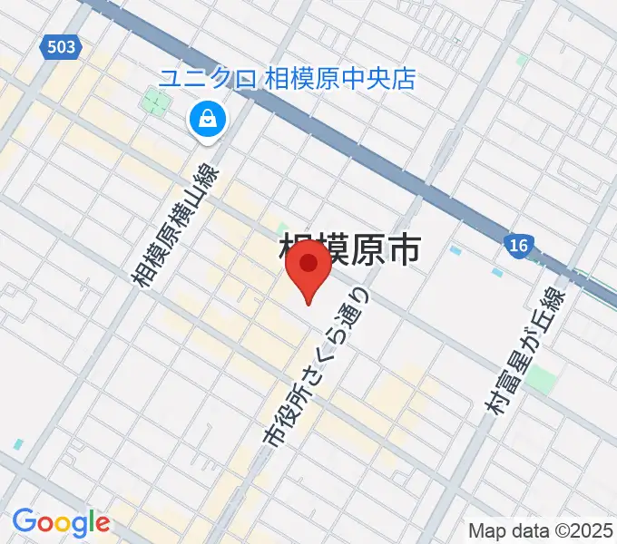 相模原市民会館の地図