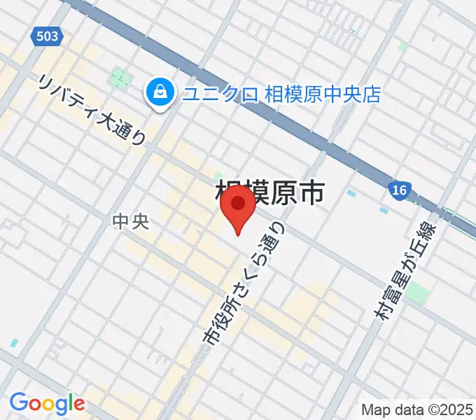 相模原市民会館の地図