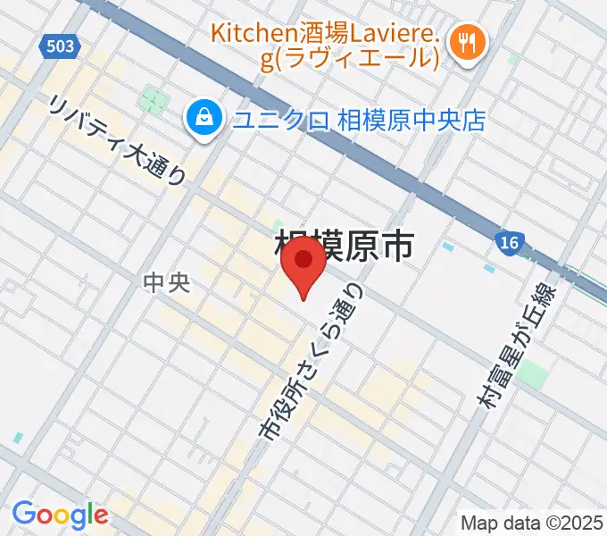 相模原市民会館の地図