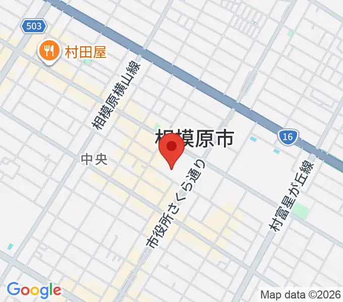 相模原市民会館の地図