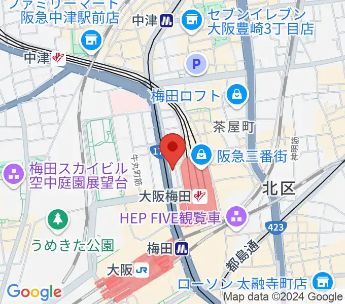 ミュージックアベニュー梅田の地図