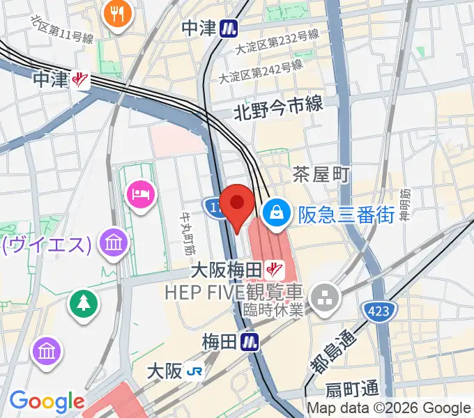 ミュージックアベニュー梅田の地図