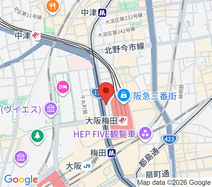 ミュージックアベニュー梅田の地図