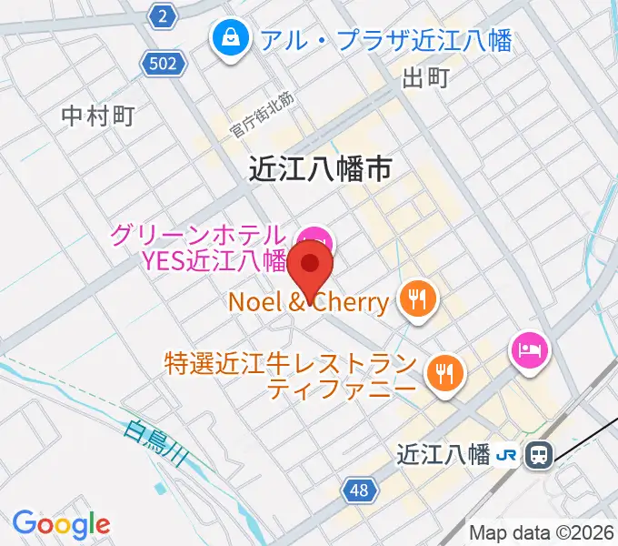 石岡楽器の地図
