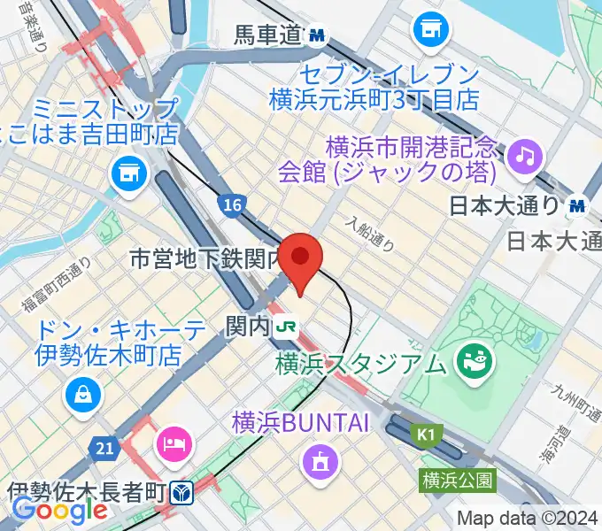 関内ヤンキースの地図