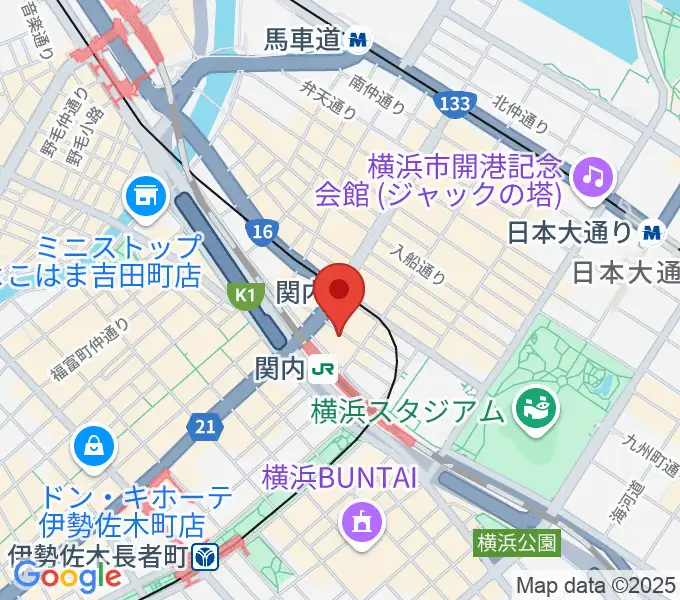 関内ヤンキースの地図