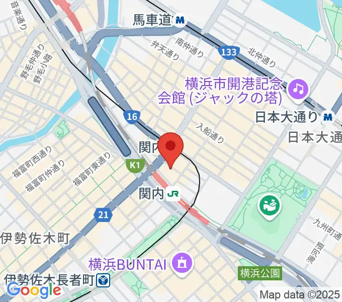 関内ヤンキースの地図