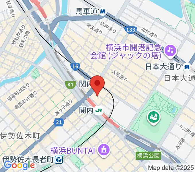 関内ヤンキースの地図