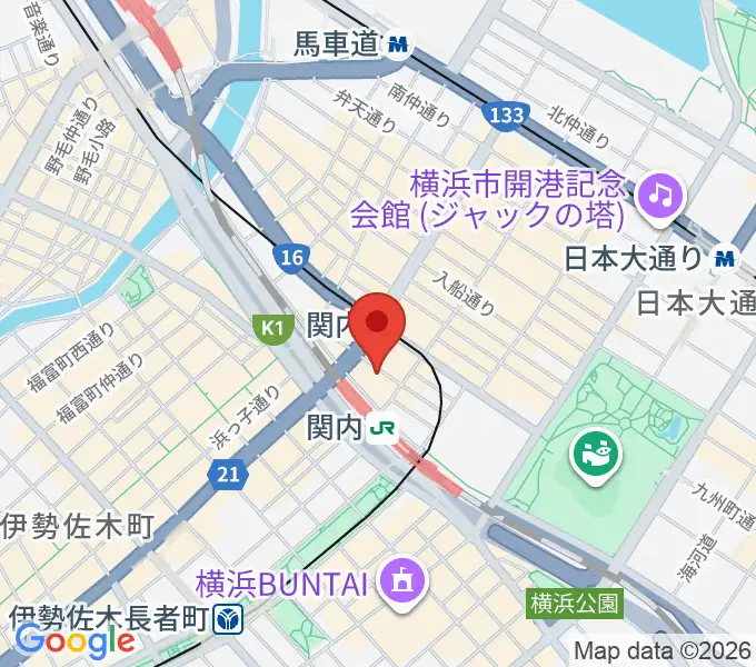 関内ヤンキースの地図