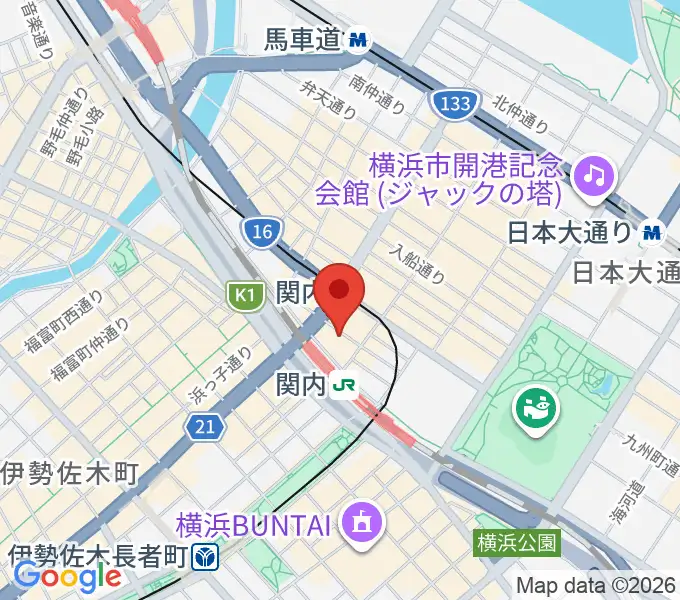 関内ヤンキースの地図