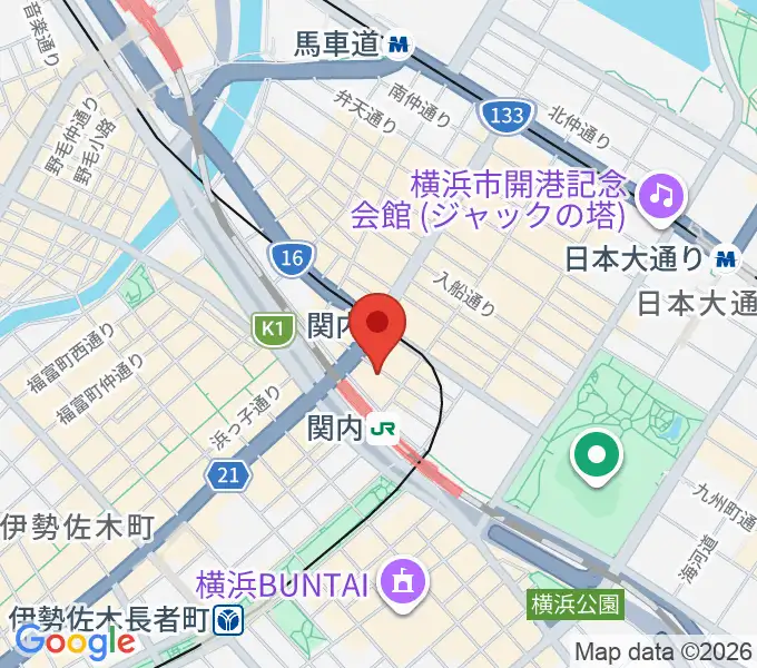 関内ヤンキースの地図