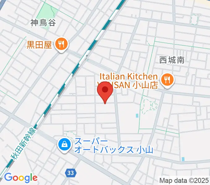 小山市の田中音楽教室の地図