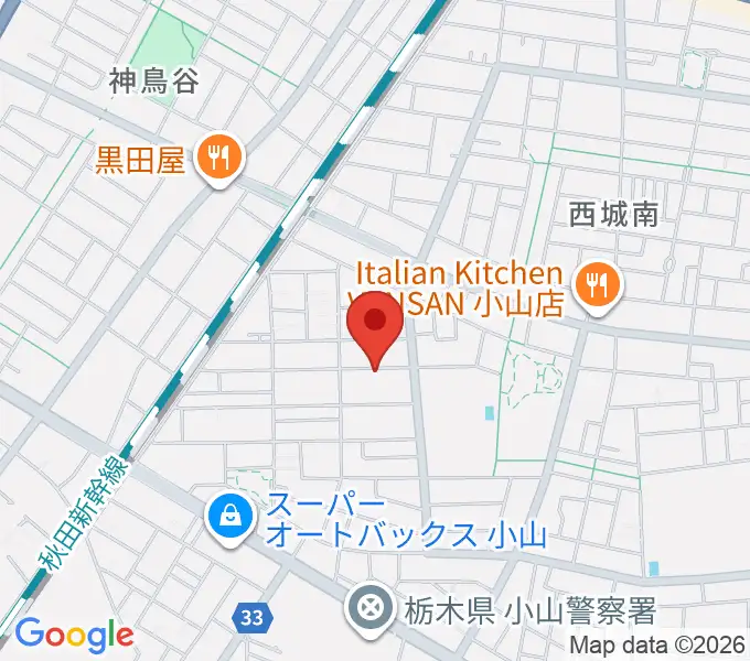 小山市の田中音楽教室の地図