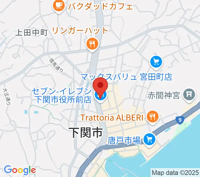 下関十字堂楽器店本店の地図