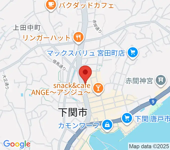 下関十字堂楽器店本店の地図