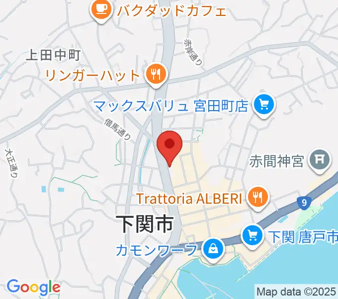 下関十字堂楽器店本店の地図