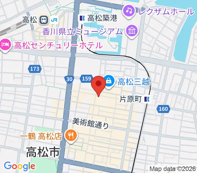 ミュージックアベニュー高松の地図