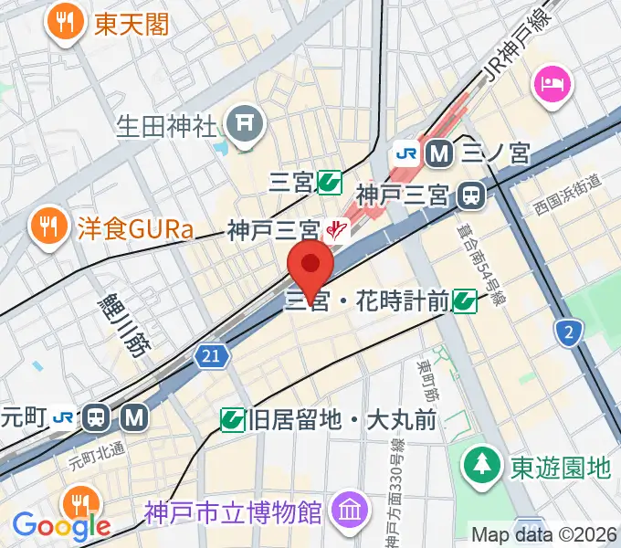 イシバシ楽器 神戸三宮店の地図