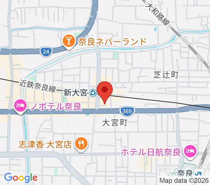 奈良・新大宮ぽこあぽこピアノ教室の地図
