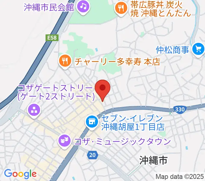 照屋林助三線店の地図