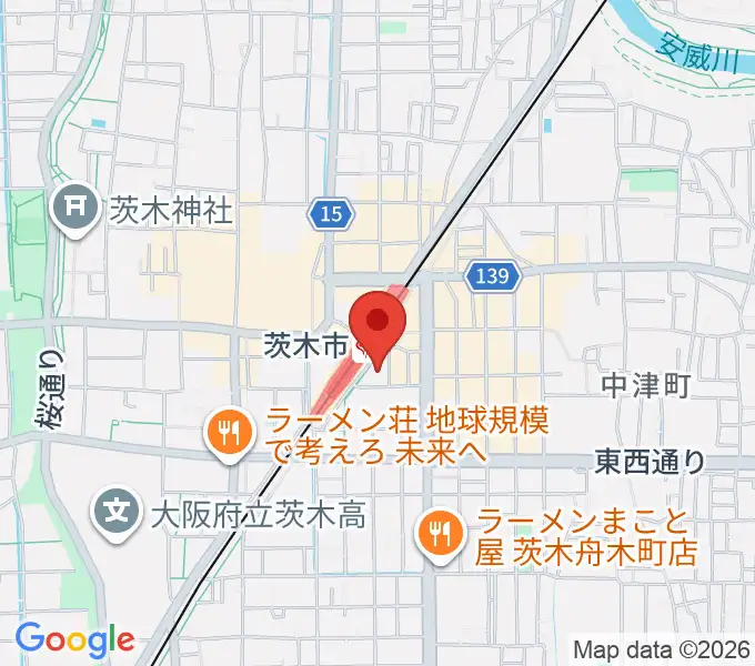 三木楽器音楽教室 茨木センターの地図