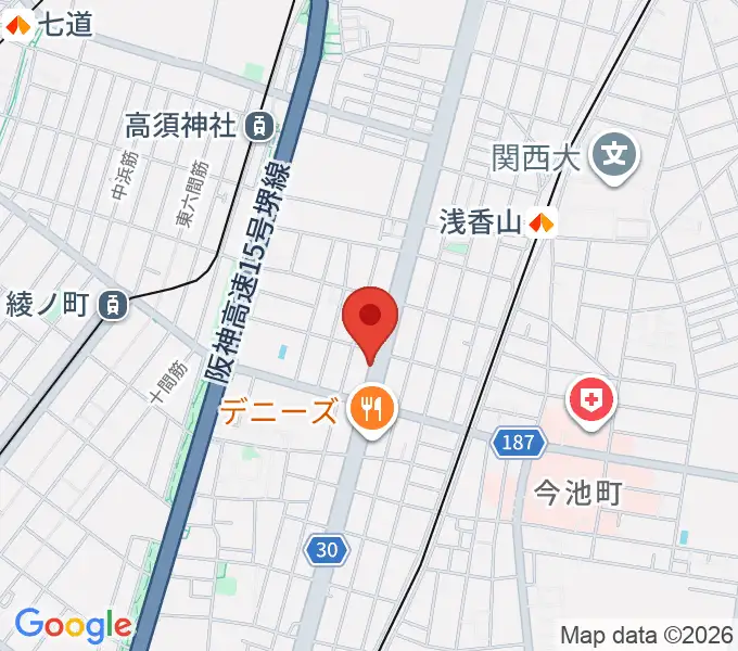 大阪ピアノステーション レンタル室の地図
