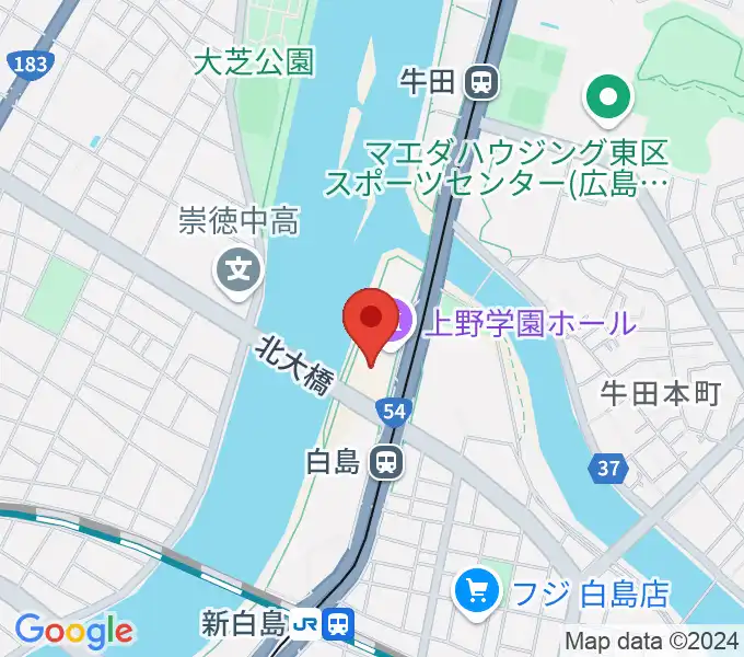 上野学園ホールの地図