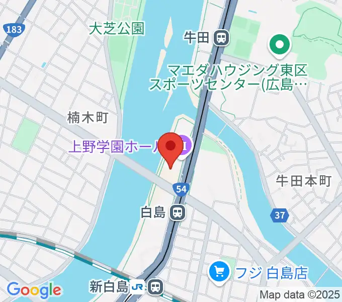 上野学園ホールの地図