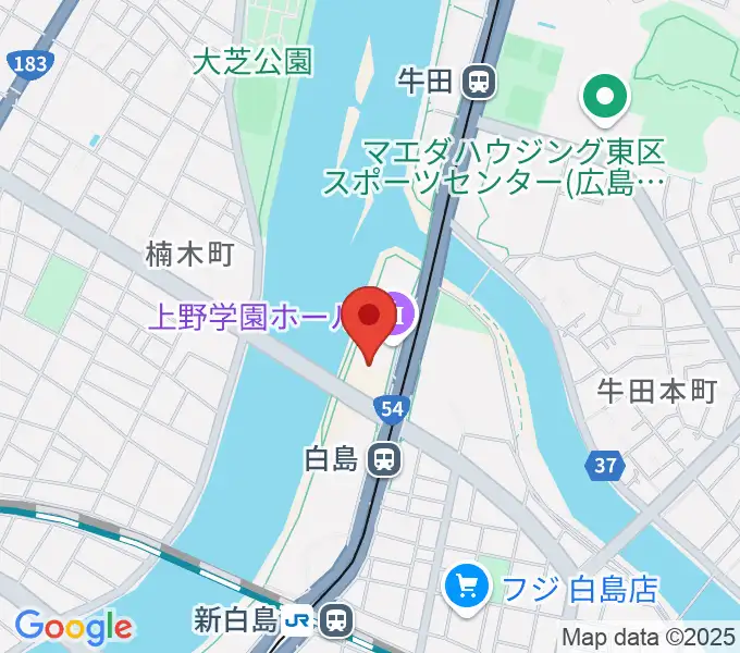 上野学園ホールの地図