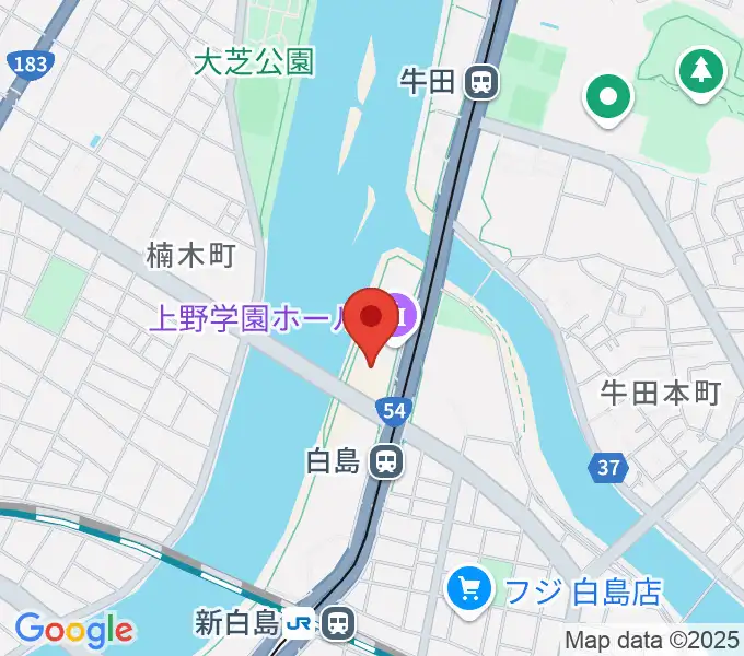 上野学園ホールの地図