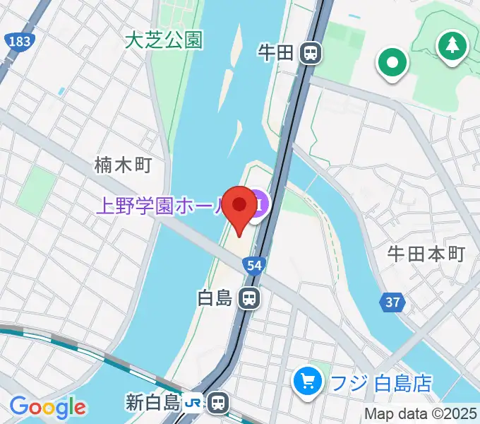 上野学園ホールの地図