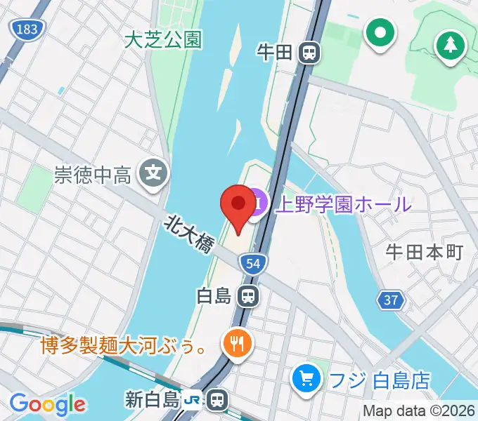 上野学園ホールの地図