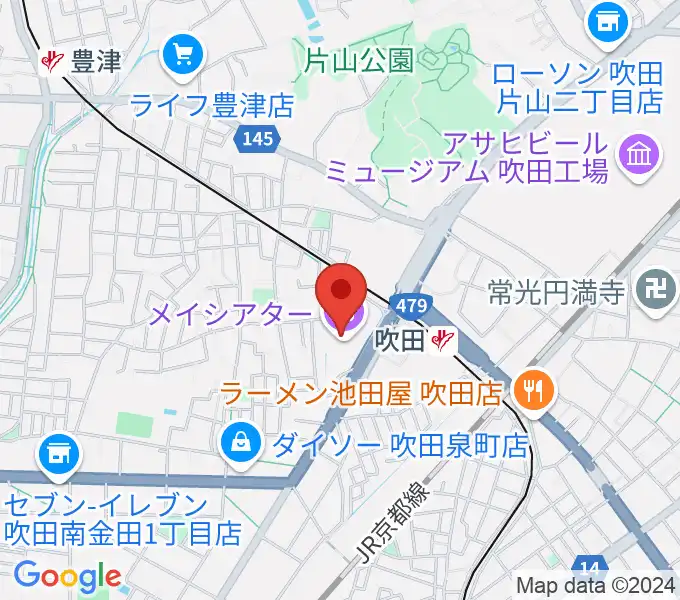 吹田市文化会館メイシアターの地図