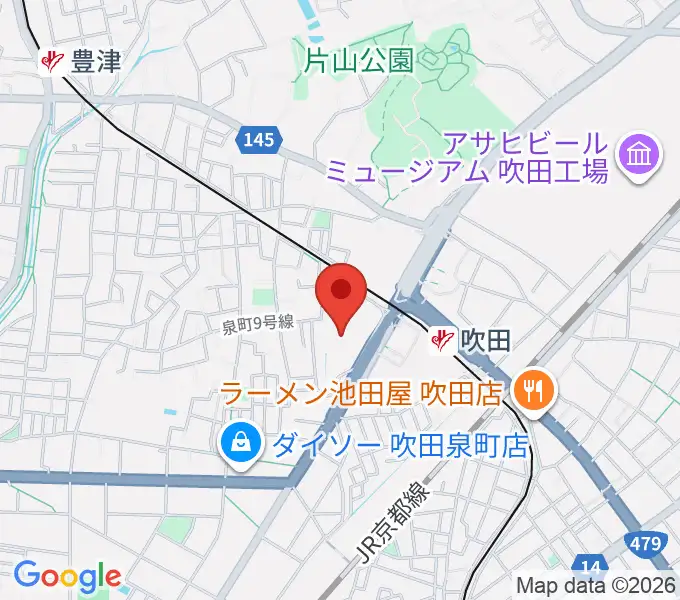 吹田市文化会館メイシアターの地図