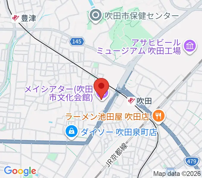 吹田市文化会館メイシアターの地図
