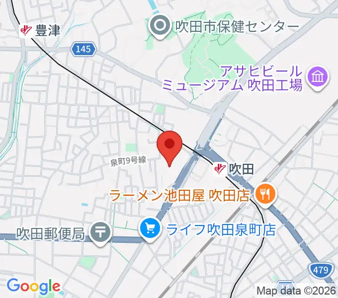 吹田市文化会館メイシアターの地図