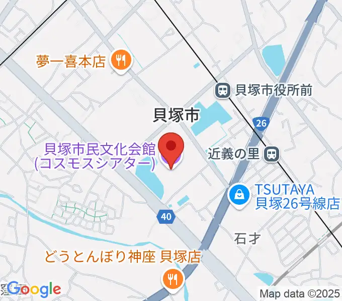 貝塚市民文化会館コスモスシアターの地図