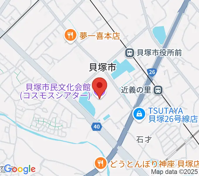 貝塚市民文化会館コスモスシアターの地図