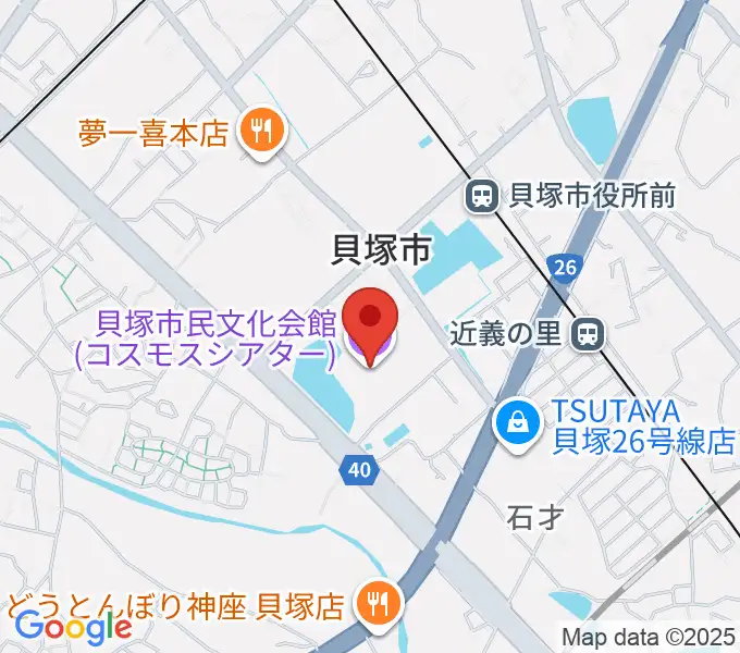 貝塚市民文化会館コスモスシアターの地図