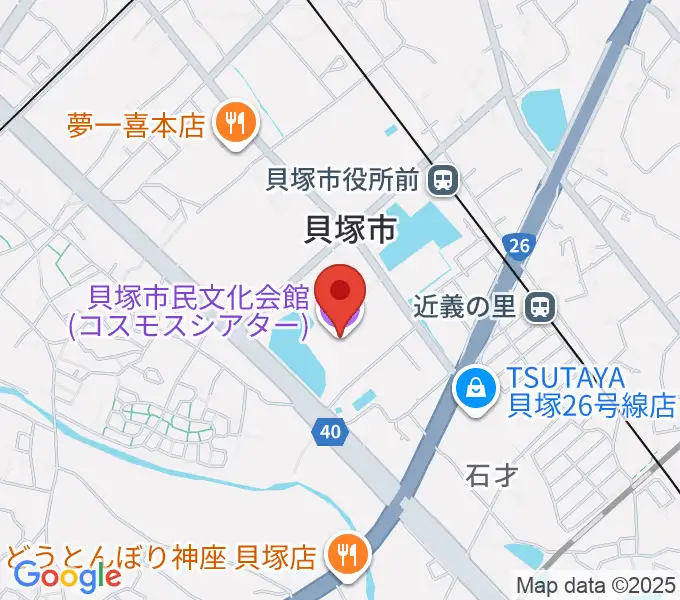 貝塚市民文化会館コスモスシアターの地図